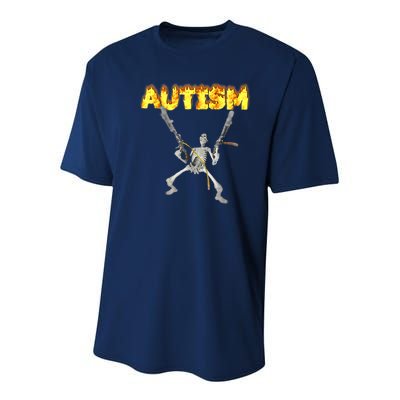 Autism Skeleton Meme Funny Youth Performance Sprint T-Shirt