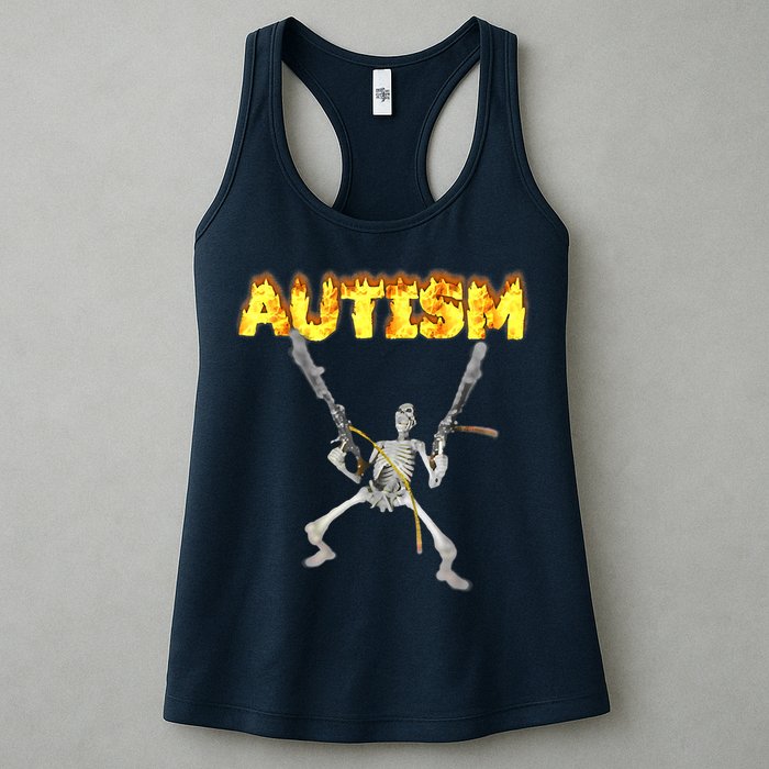 Autism Skeleton Meme Funny Womens Tank Top