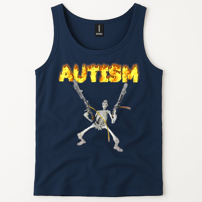 Autism Skeleton Meme Funny Tank Top