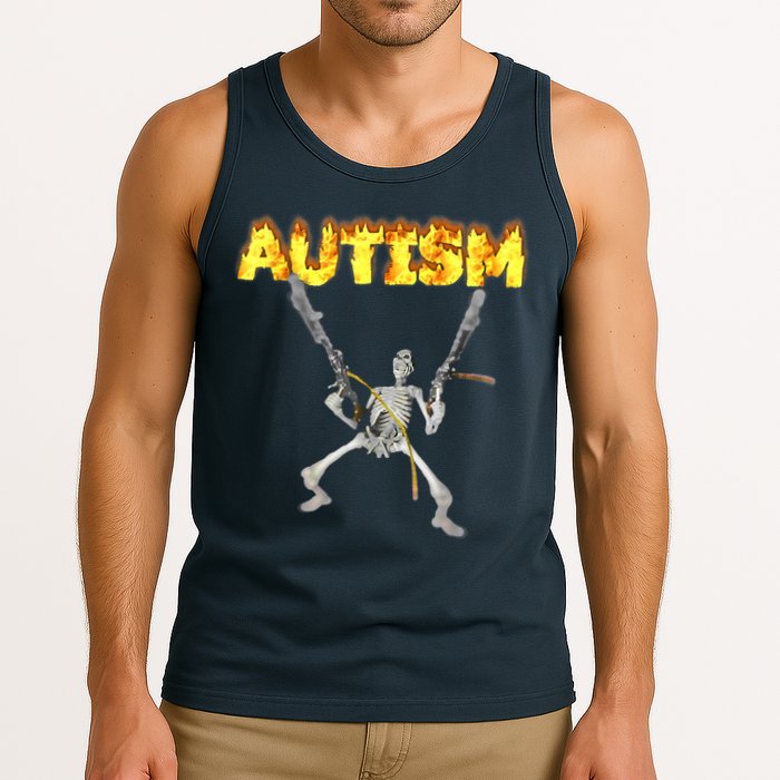 Autism Skeleton Meme Funny Tank Top
