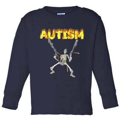 Autism Skeleton Meme Funny Toddler Long Sleeve Shirt