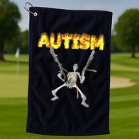 Autism Skeleton Meme Funny Golf Towel