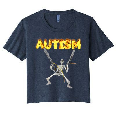 Autism Skeleton Meme Funny Crop Top
