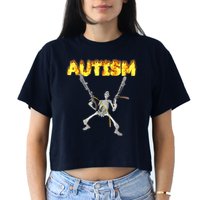 Autism Skeleton Meme Funny Crop Top