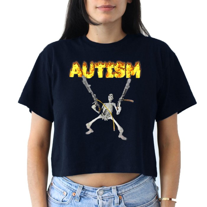 Autism Skeleton Meme Funny Crop Top