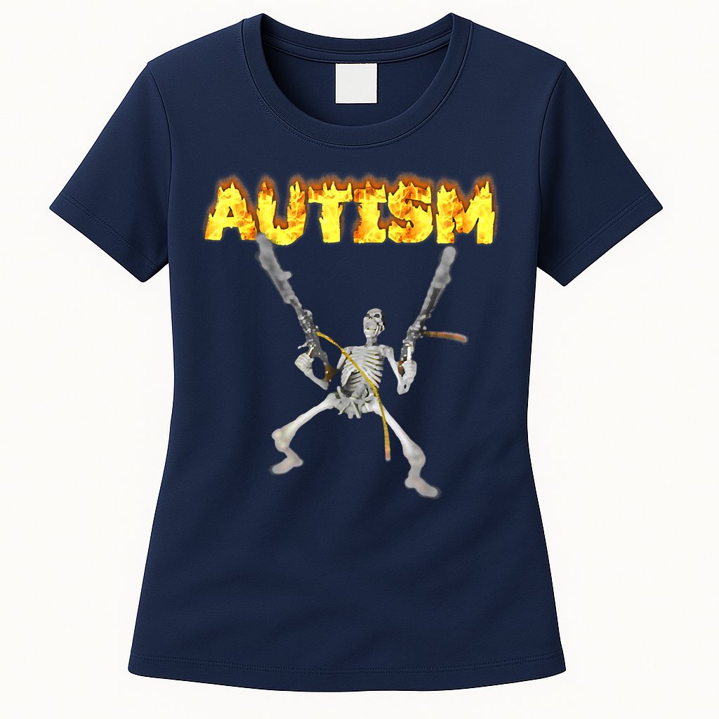 Autism Skeleton Meme Funny Womens T-Shirt