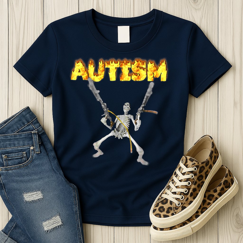 Autism Skeleton Meme Funny Womens T-Shirt