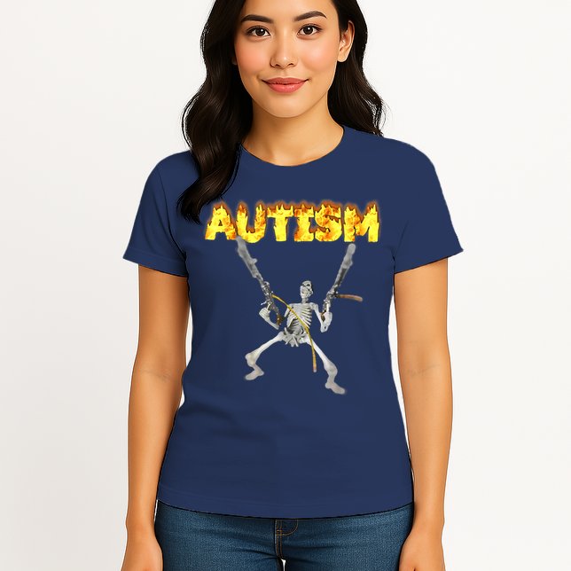 Autism Skeleton Meme Funny Womens T-Shirt