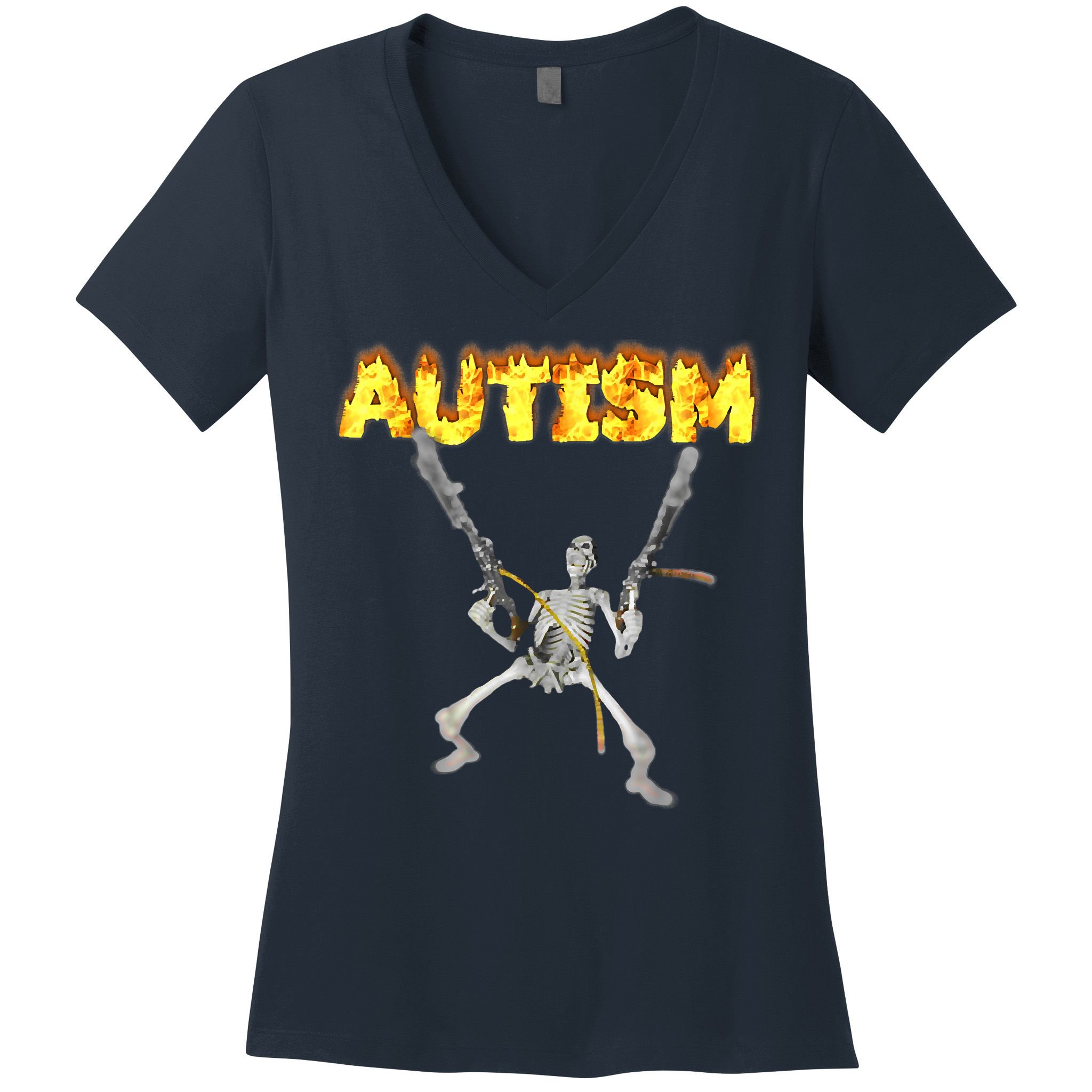 Autism Skeleton Meme Funny Women's V-Neck T-Shirt