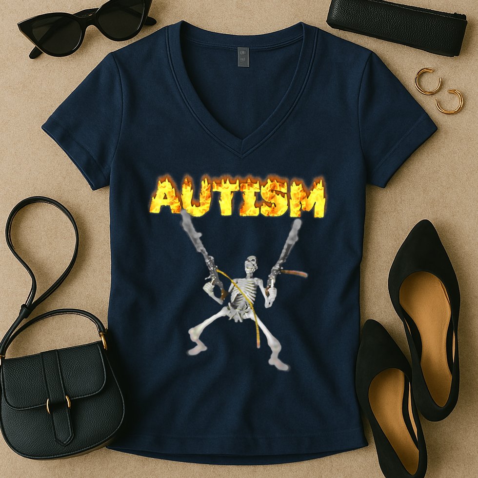 Autism Skeleton Meme Funny Women's V-Neck T-Shirt