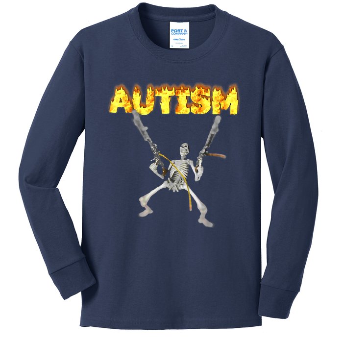 Autism Skeleton Meme Funny Kids Long Sleeve Shirt