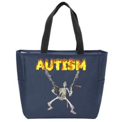 Autism Skeleton Meme Funny Zip Tote Bag