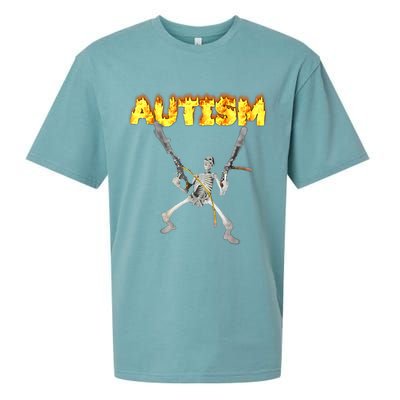 Autism Skeleton Meme Funny Sueded Cloud Jersey T-Shirt