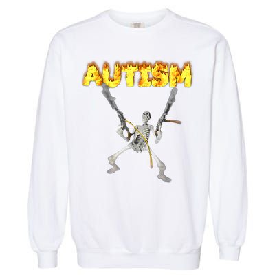 Autism Skeleton Meme Funny Garment-Dyed Sweatshirt