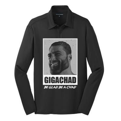 Average Sigma Male GigaChad Meme Silk Touch Performance Long Sleeve Polo