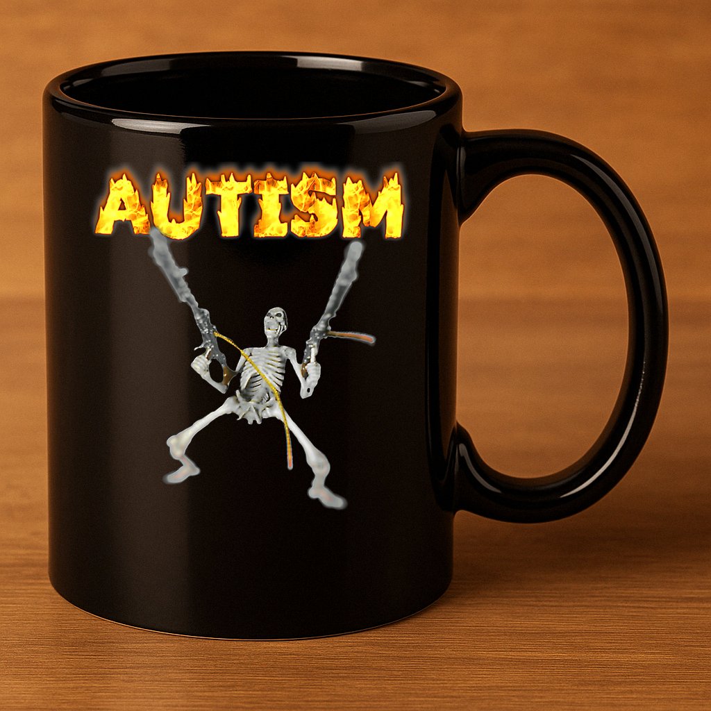 Autism Skeleton meme T-Shirt 11oz C Handle Ceramic Mug