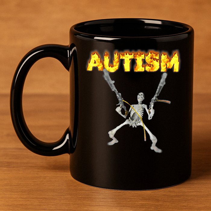 Autism Skeleton meme T-Shirt 11oz C Handle Ceramic Mug