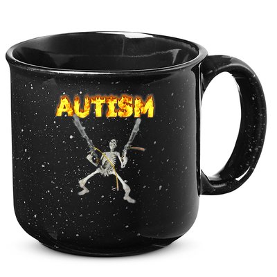 Autism Skeleton meme T-Shirt 15oz Campfire Ceramic Mug