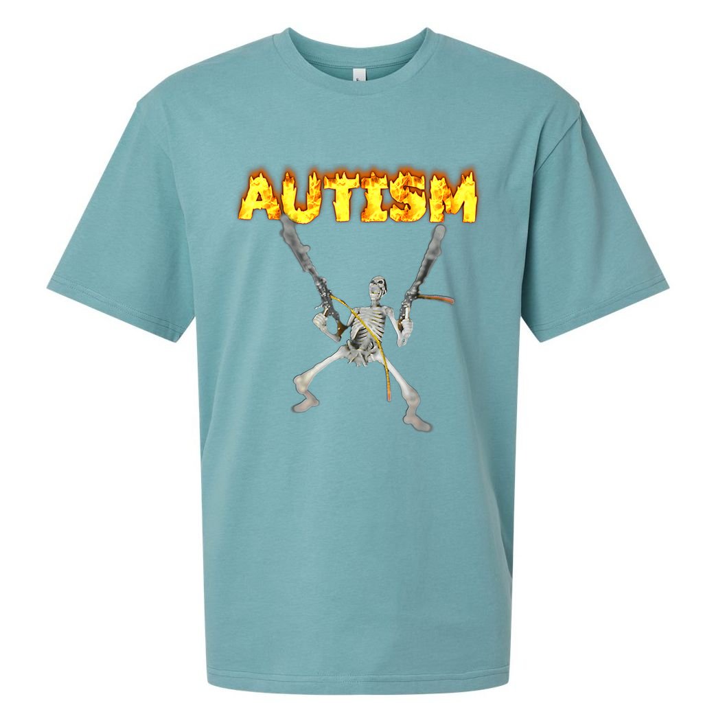 Autism Skeleton meme T-Shirt Sueded Cloud Jersey T-Shirt