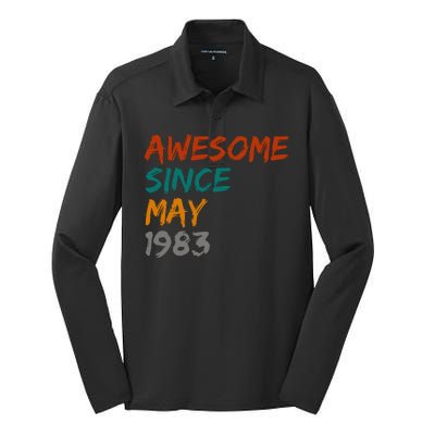 Awesome Since May 1983 Silk Touch Performance Long Sleeve Polo