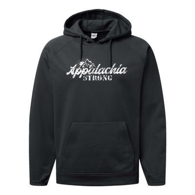 Appalachia Strong Mountain Silhouette Typography Performance Fleece Hoodie