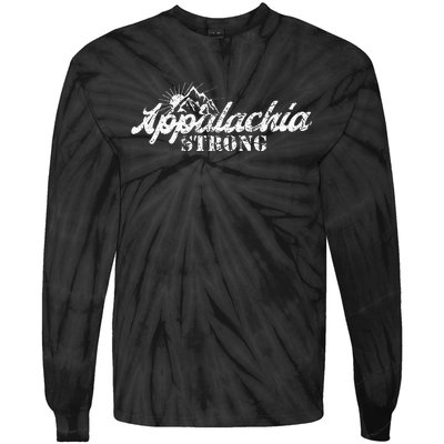 Appalachia Strong Mountain Silhouette Typography Tie-Dye Long Sleeve Shirt