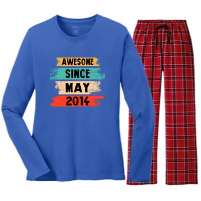 Awesome Since March 2014 Vintage 8 Gift Women's Long Sleeve Flannel Pajama Set 