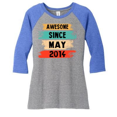 Awesome Since March 2014 Vintage 8 Gift Women's Tri-Blend 3/4-Sleeve Raglan Shirt