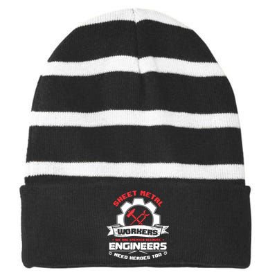 Awesome Sheet Metal Worker Engineer's Heroes Welder Striped Beanie with Solid Band