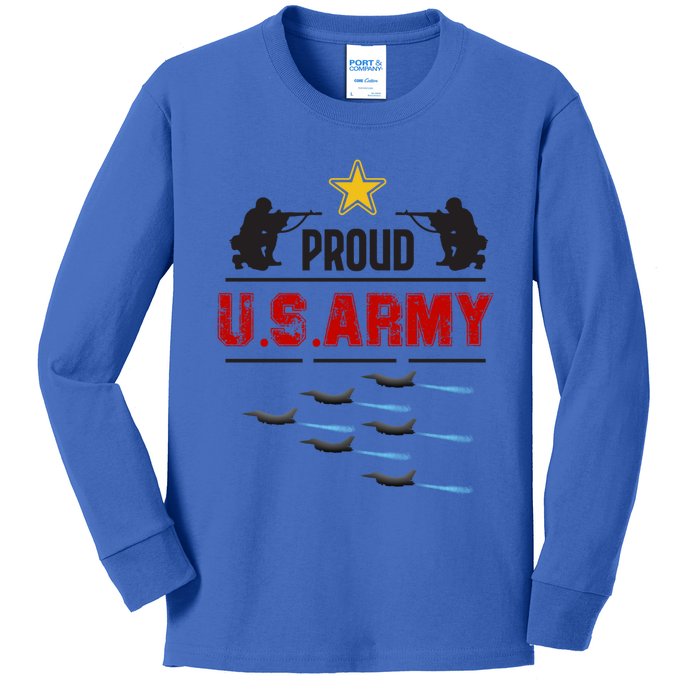 Army Soldiers Mom Flag Plane Dad Military Party Gift Kids Long Sleeve Shirt