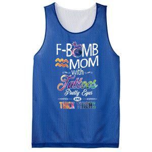 Aquarius Symbole Mom With Tattoos Pretty Eyes Thick Thighs Great Gift Mesh Reversible Basketball Jersey Tank