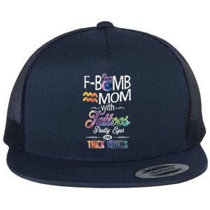 Aquarius Symbole Mom With Tattoos Pretty Eyes Thick Thighs Great Gift Flat Bill Trucker Hat