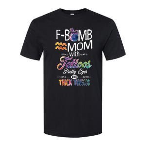 Aquarius Symbole Mom With Tattoos Pretty Eyes Thick Thighs Great Gift Softstyle CVC T-Shirt