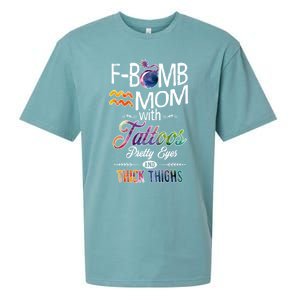 Aquarius Symbole Mom With Tattoos Pretty Eyes Thick Thighs Great Gift Sueded Cloud Jersey T-Shirt