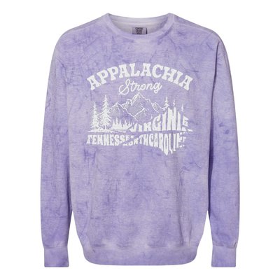 Appalachia Strong Mountain Outdoors Hiking Nc Design Colorblast Crewneck Sweatshirt