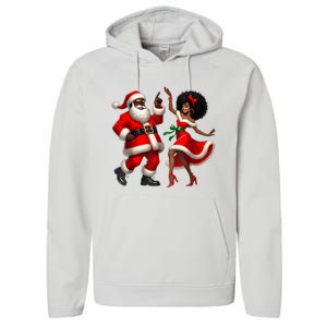 African Santa Mrs Claus Dancing African American Christmas Performance Fleece Hoodie