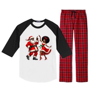 African Santa Mrs Claus Dancing African American Christmas Raglan Sleeve Pajama Set