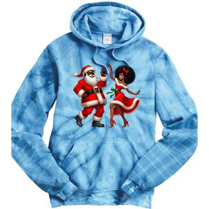 African Santa Mrs Claus Dancing African American Christmas Tie Dye Hoodie