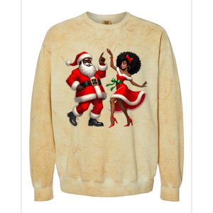 African Santa Mrs Claus Dancing African American Christmas Colorblast Crewneck Sweatshirt