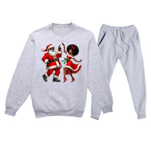 African Santa Mrs Claus Dancing African American Christmas Premium Crewneck Sweatsuit Set