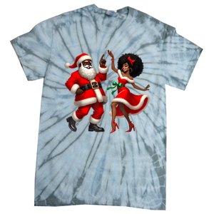 African Santa Mrs Claus Dancing African American Christmas Tie-Dye T-Shirt