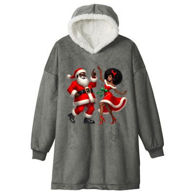 African Santa Mrs Claus Dancing African American Christmas Hooded Wearable Blanket