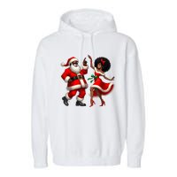 African Santa Mrs Claus Dancing African American Christmas Garment-Dyed Fleece Hoodie