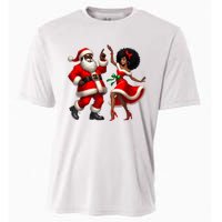 African Santa Mrs Claus Dancing African American Christmas Cooling Performance Crew T-Shirt