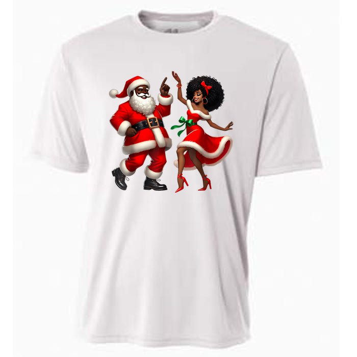 African Santa Mrs Claus Dancing African American Christmas Cooling Performance Crew T-Shirt