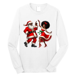 African Santa Mrs Claus Dancing African American Christmas Long Sleeve Shirt