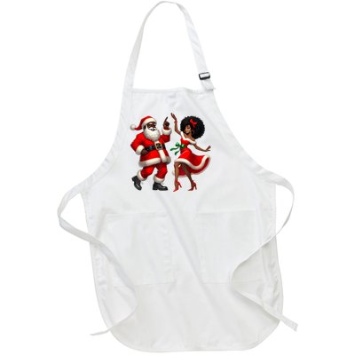 African Santa Mrs Claus Dancing African American Christmas Full-Length Apron With Pockets