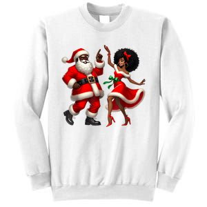 African Santa Mrs Claus Dancing African American Christmas Sweatshirt