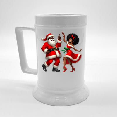 African Santa Mrs Claus Dancing African American Christmas Beer Stein