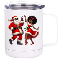 African Santa Mrs Claus Dancing African American Christmas 12 oz Stainless Steel Tumbler Cup